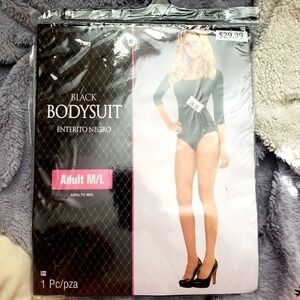 NWT Amscan Adult Bodysuit Black Halloween Costume Cosplay S/M M/L Witch Sexy New
